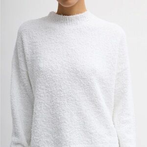 Tibi White Textured Mock Neck Sweater